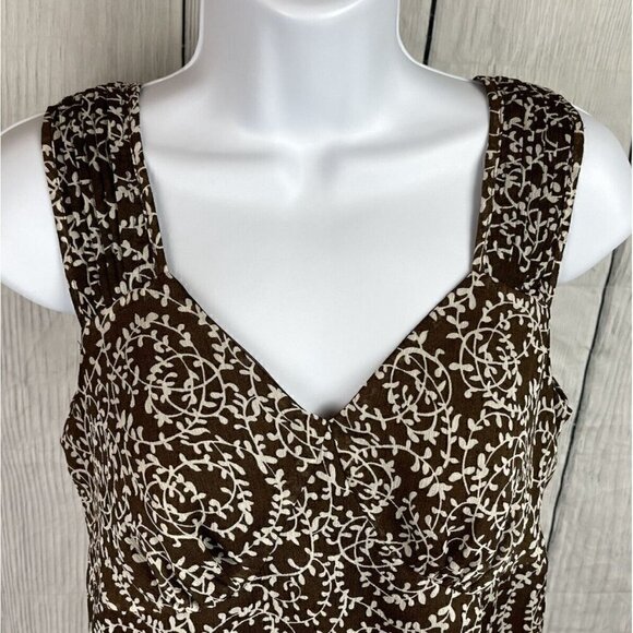 George Designs by Mark Eisen XS (0/2) Sleeveless V-Neck Brown Sheer Lined Top - Picture 4 of 12